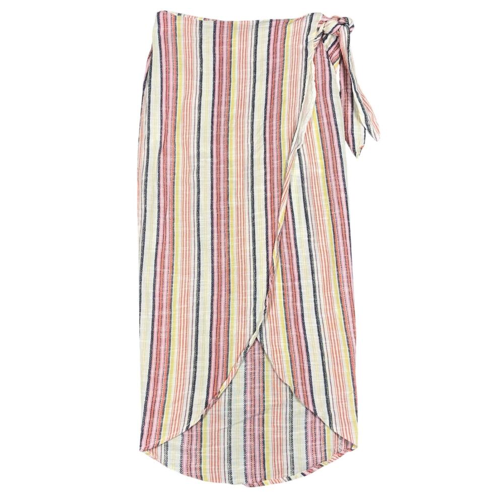 Free People Aubrey Sarong Cotton Blend Wrap Skirt Size 2 Gauzy Midi Asymmetrical